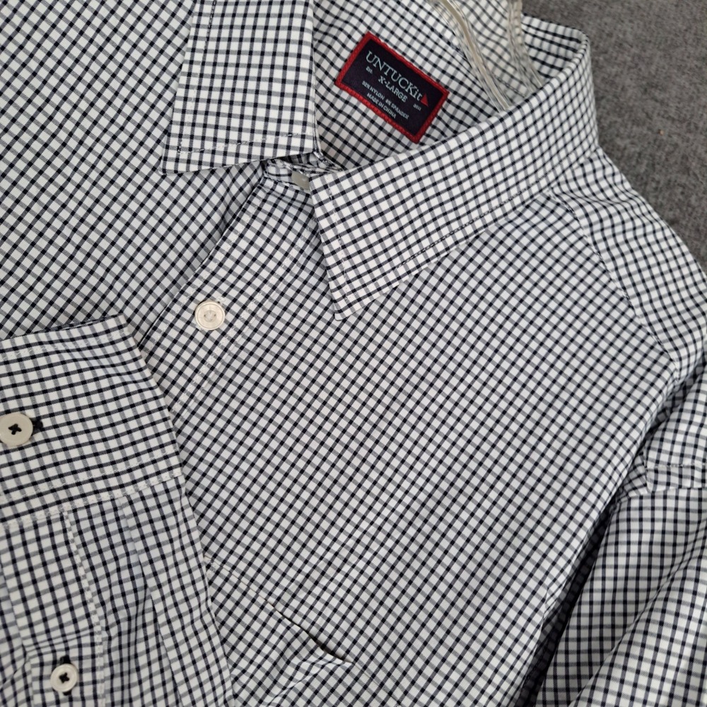 UNTUCKit Button Down Shirt Men XL Black White Wagner Gingham Performance 35609